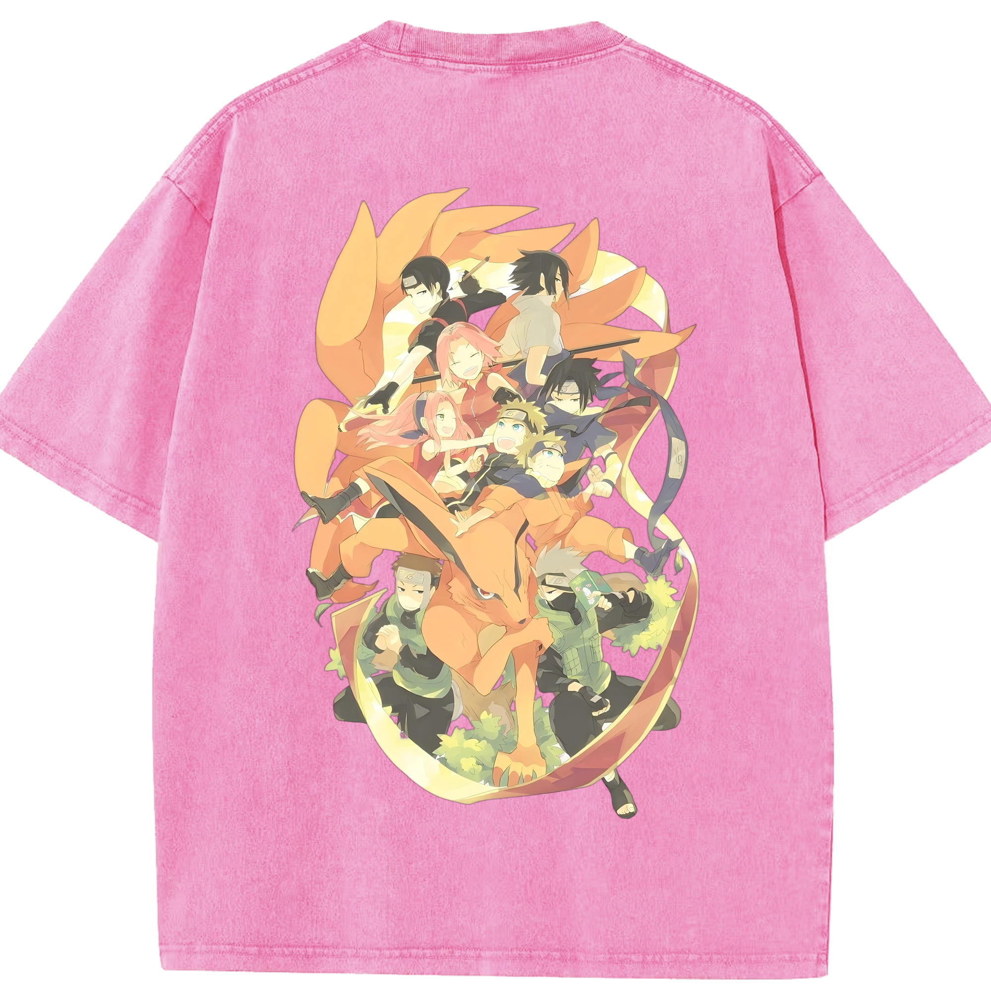 （画像用） NARUTO -ナルト- うずまき ナルト Uzumaki Naruto 綿100% ヴィンテージ風 半袖Tシャツ（背面プリント）